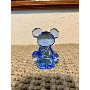 US Commemorative Fine Art Gallery Blue Glass Bear Figurine 2.25"